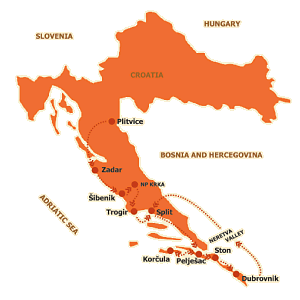 karta hrvatske plitvička jezera Dalmacija Hrvatska   kružno putovanje: izleti i smještaj | Uniline  karta hrvatske plitvička jezera